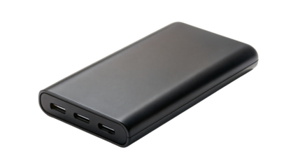 Black USB phone charger sits isolated on white, a key piece of mobile tech for keeping devices powered