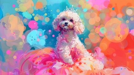 Playful Poodle Pup in Festive