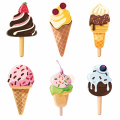 Ice cream collection, vector illustration isolated on white background