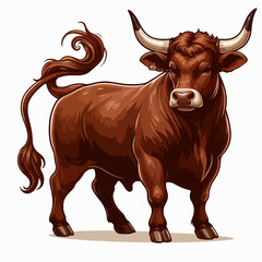 cartoon indian cow or cattle standing animal sign