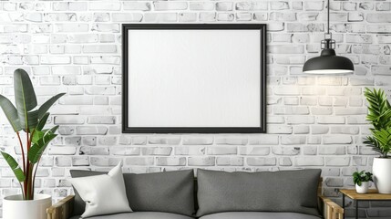 Modern living room interior with mock poster frame, Ai Generated Images