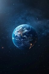 Beautiful earth planet scene Space Zoom spinning view, Concept of climate change, day and night, cities lights, sunrise World planet satellite,Stars, nebula and galaxy black background in 4k