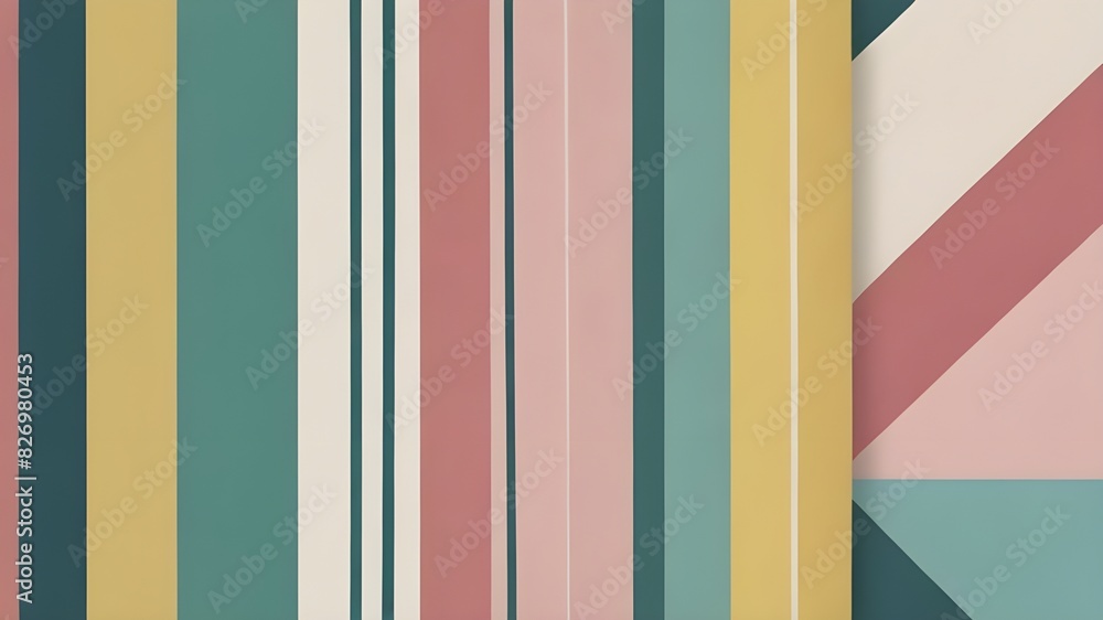 Poster set of simple flat yellow, pink, blue and green color design. abstract pastel color vertical stripes