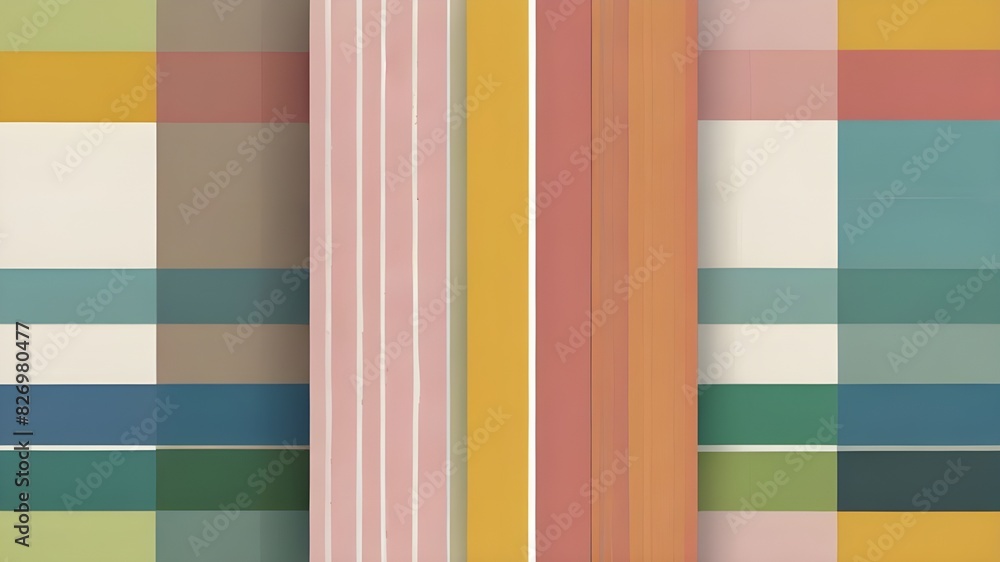 Poster set of simple flat yellow, pink, blue and green color design. abstract pastel color vertical stripes
