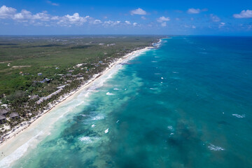 Fototapeta premium Aerial view of Boca Paila in Tulum