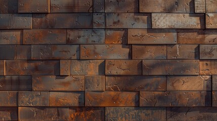 Obraz premium brown symmetrical brick wall smooth texture and color. nice and clean