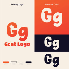 Logo illustration negative space cat letter G