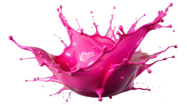 Bright Pink Splash – Playful Burst: A playful pink liquid splash bursting outward, ideal for fun and cheerful compositions, isolated on a white background.
- Powered by Adobe