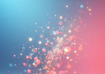 Rainbow unicorn pastel background with glitter stars. Pink fantasy sky. Holographic space with bokeh. Fairy iridescent gradient backdrop. Vector	