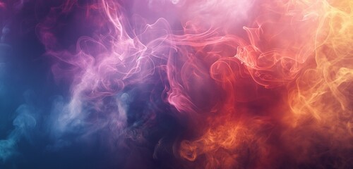 , dense tendrils of deep and dark smoke gracefully intertwine against a gradient backdrop, creating a mesmerizing blend of hues. Amidst this ethereal dance, vibrant abstract colors emerge, background 