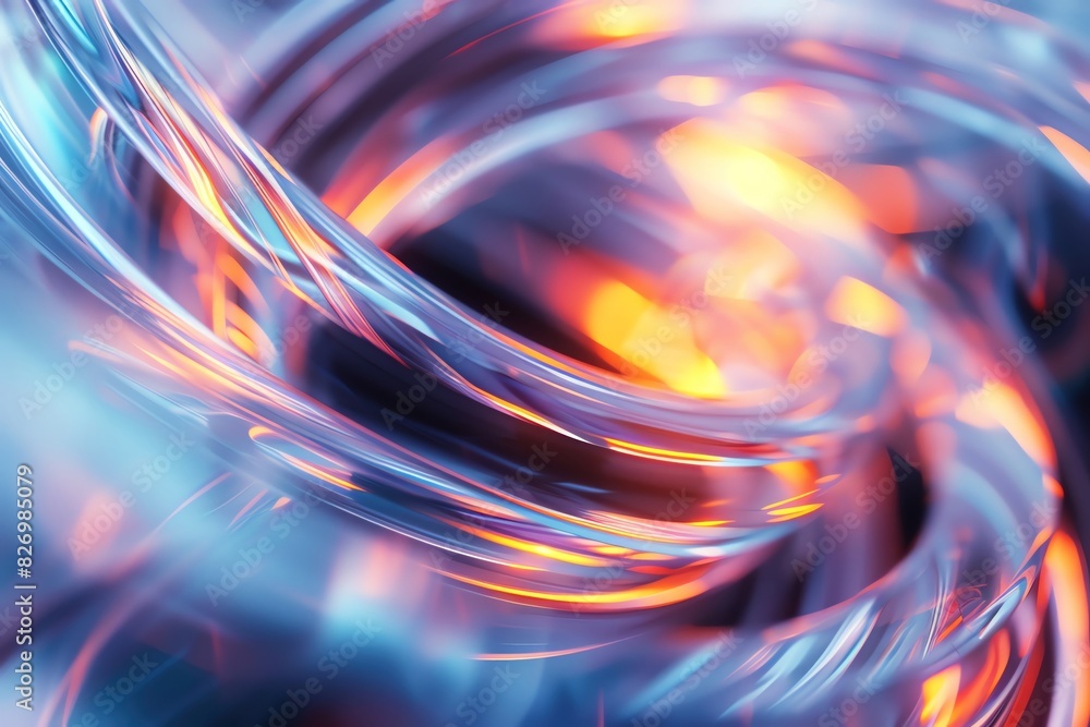 Poster a 3d abstract background with twisting, intertwining strands of light