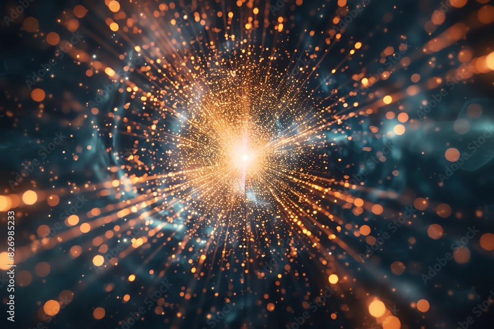 Poster a 3d abstract background with a burst of light emanating from a central point