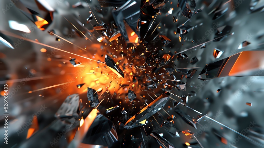 Poster a 3d abstract background featuring a chaotic array of floating spheres and cylinders