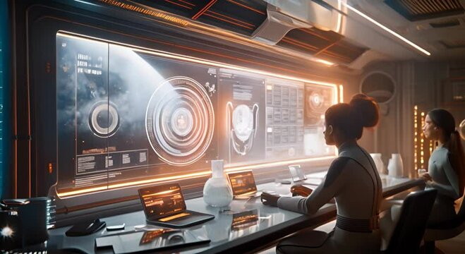 humans learning an alien language with a holographic tutor and interactive lessons