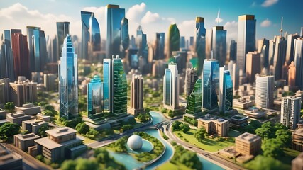 Modern city and environmental technology concept. Sustainable development goals. SDGs