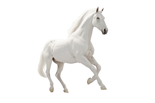 White horse raises its big front legs