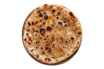 Aloo paratha isolated on white background