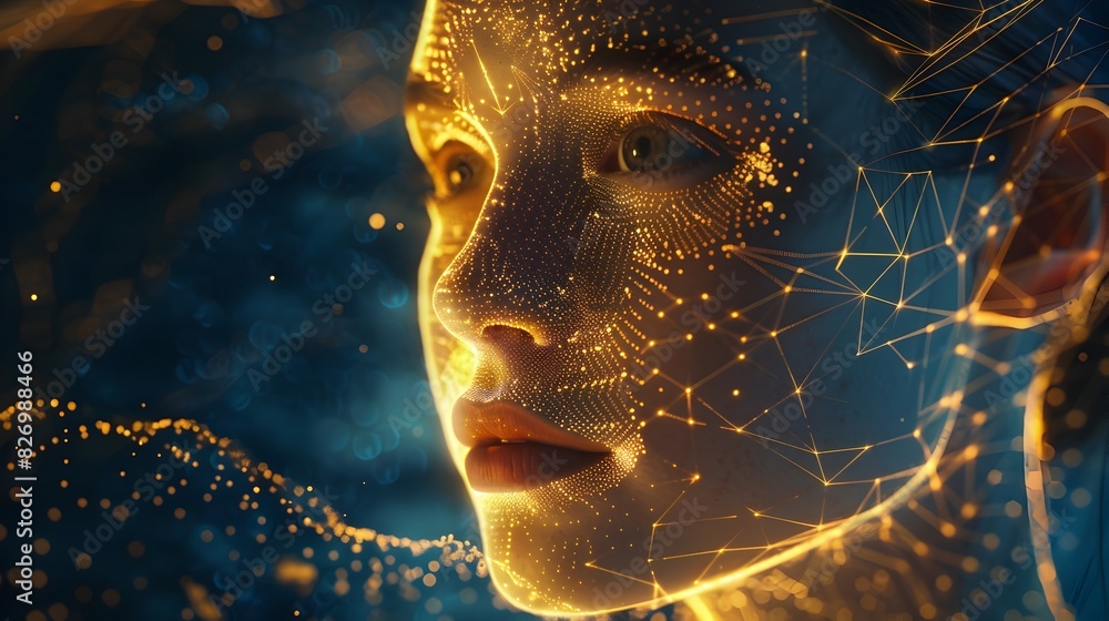 Aufkleber futuristic digital technology artificial intelligence data network connection abstract