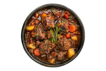 Beef oxtail stew isolated on white background