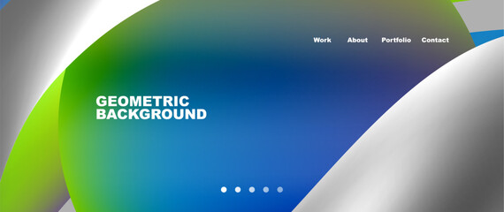 Web page design with geometric elements - circle and wave. Techno art concept. Vector Illustration For Wallpaper, Banner, Background, Card, Book Illustration, landing page