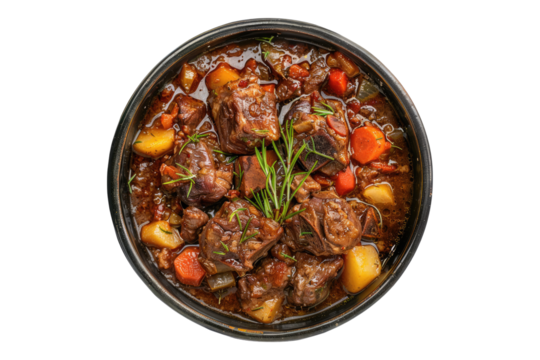 Beef oxtail stew isolated on white background