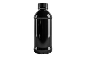 Black water bottle isolated on white background