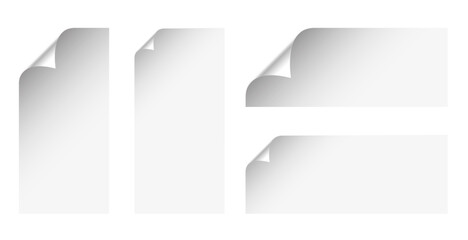 collection of clean white paper curled sticker template