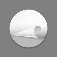 realistic circular page curled sticker mock-up design