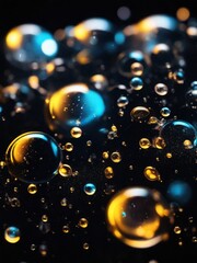 Naklejka premium glowing oil bubbles in dark background