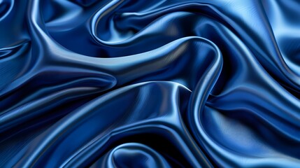 Fototapeta premium Wavy Silk Texture in Majestic Royal Blue Showcasing Luxury and Elegance
