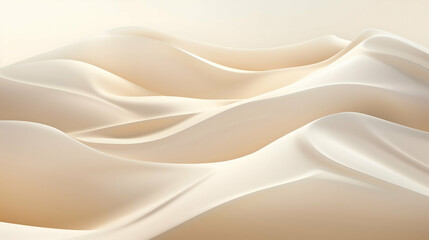 Obraz premium Abstract Soft Waves in Creamy Beige Tones, Abstract soft waves in creamy beige tones, creating a serene and elegant composition with smooth textures and gentle curves
