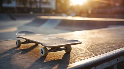 Empty white skateboard on skatepark track, Ai generated Images - Powered by Adobe