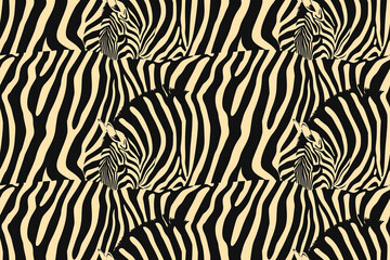 Obraz premium A zebra patterned wallpaper with a black and white color scheme