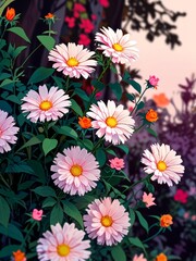 aesthetic rise pink flower for wallpaper