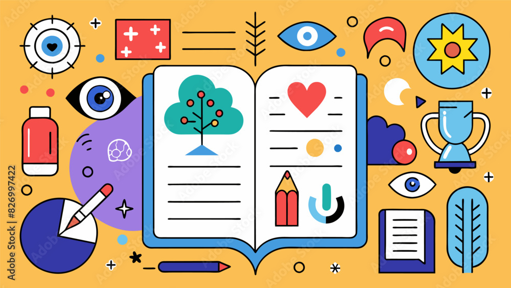 Poster the journal page is filled with symbols and drawings a form of expression that goes beyond words and