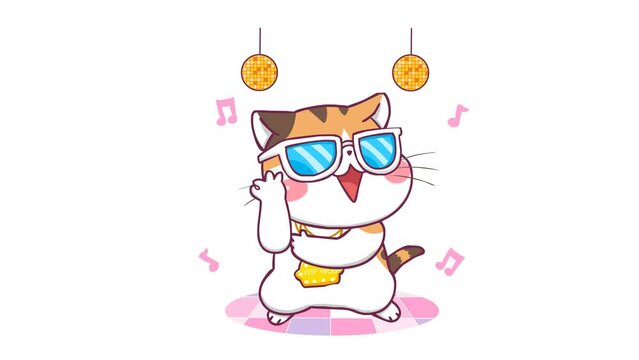 Animated Orange Cat Dancing Hip Hop on White Background