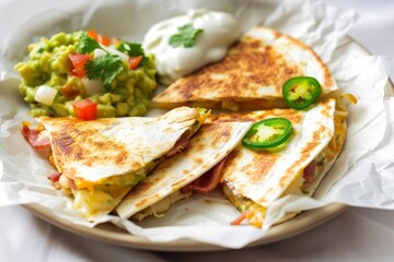 Gourmet Bacon and Jalapeno Quesadillas with Cilantro Garnish