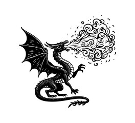 Wyvren Dragon Hand Drawn vector illustration