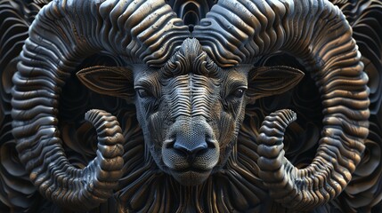 Aries sign, ram, abstract 3D render