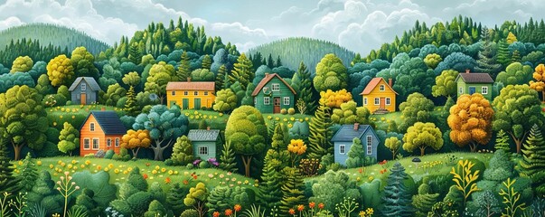 Farm-to-table systems in permaculture flat design, sustainable practices theme, animation, Complementary Color Scheme