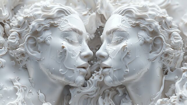 Gemini twins, zodiac 3D render