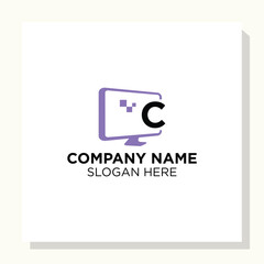 B-Initial and computer Logo designs, computer Shop logo designs, Modern computer logo designs vector icon
