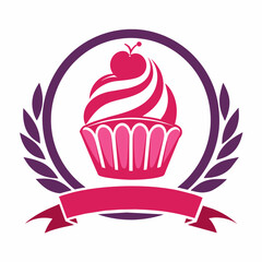 Vector illustration of cupcake bakery logo design template