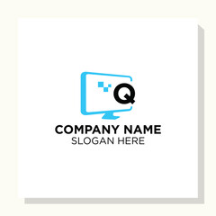 letter initial and computer Logo designs, computer Shop logo designs, Modern computer logo designs vector icon