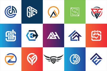 Letter mark Geometric Modern minimal initial Logo Design set collection template for business company brand