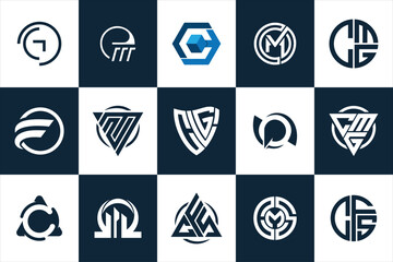 Letter mark Geometric Modern minimal initial Logo Design set collection template for business company brand