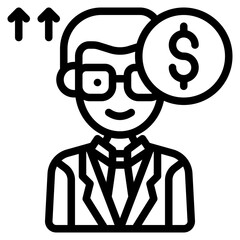 increased profits consultant outline icon and illustration