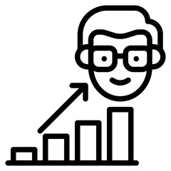 increased performance at work outline icon and illustration