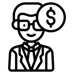 finance consultant outline icon and illustration