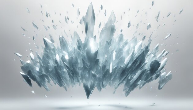 Exploding ice shards in a dynamic and captivating composition isolate on white background